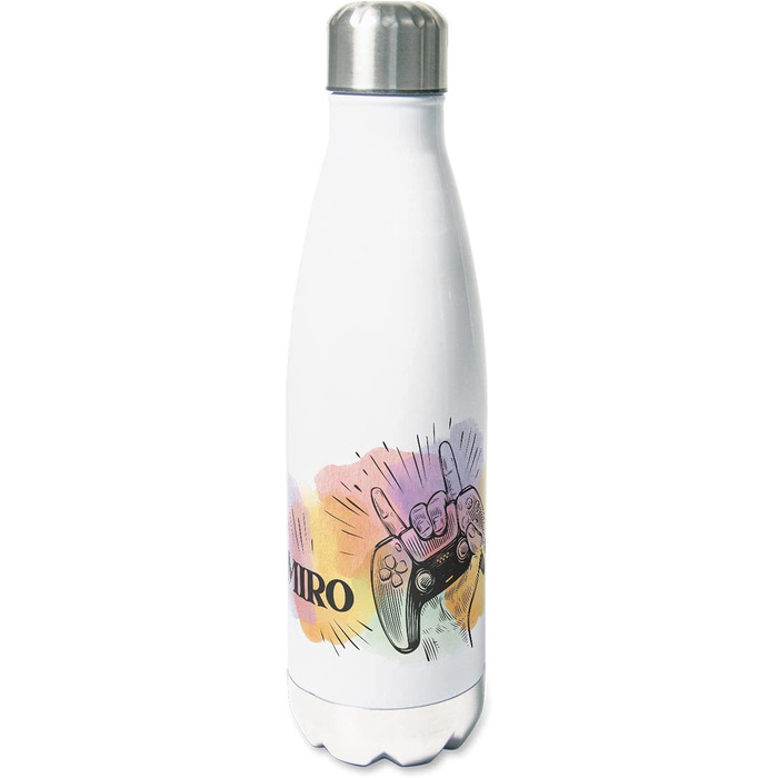 Ізольована пляшка для пиття для дітей, термос з нержавіючої сталі для школи, спорту, персоналізована подарункова пляшка для води (геймер, 500 мл)