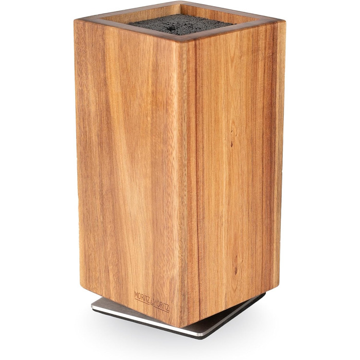 М'ясний блок Moritz & Moritz Akazie, поворотний на 360°, з магнітним утримувачем та знімним вкладишем з щетиною – зручний підставка для ножів на кухню, без ножів