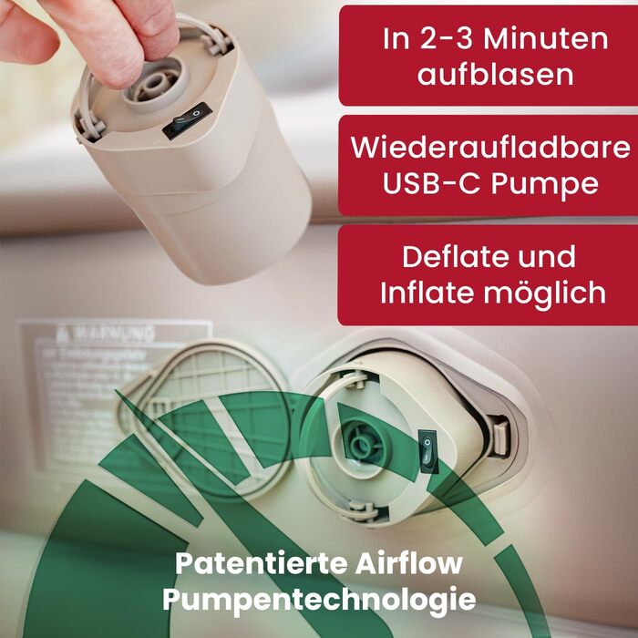 Надувне ліжко для 2 осіб - самонадувна повітряна матрац | Преміум гостьове ліжко без кабелю живлення - вбудований USB-C насос | Надувне ліжко - виберіть розмір зараз! (Бежевий, двоспальне)