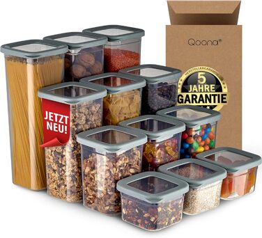 Набір контейнерів для зберігання продуктів [12 шт] антрацит - стекові та економні для кухні. Герметичні скляні банки для борошна, контейнери для їжі, 12 шт.