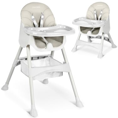 Дитячий стільчик для годування Ricokids 3в1 Beige - регульована висота, з підносом, корзина, для дітей від 6 місяців