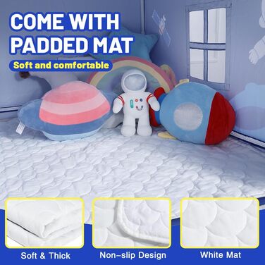 Дитяче намет-будиночок Wilwolfer з килимком для малюків: Принцесин будиночок для дівчаток та хлопчиків - Великий намет для гри в приміщенні та на вулиці - Ідеальна іграшка для дітей (Блакитний з килимком)