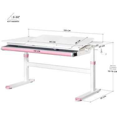 Дитячий стіл Evo-kids TH-360 Lite Pink (арт. TH-360 WG/PN Lite)