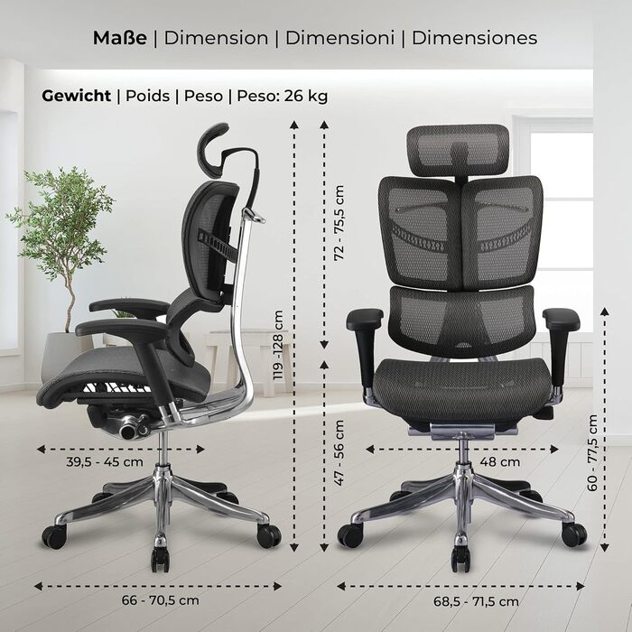 Офісне крісло CLP Norfolk Ergonomic - ергономічне крісло для офісу з підголівником, сірого кольору