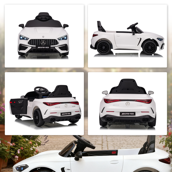 Електромобіль для дітей Kinder, дизайн Mercedes-Benz, двигун 12V, пульт дистанційного керування, світлодіодні фари, музика, для дітей віком 3-6 років, білий