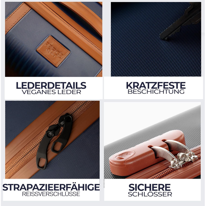 Набір валіз FERGÉ Milano 5-ти частинний (3 розміри) + сумка для подорожей + органайзер для туалетних аксесуарів - 3 шт.