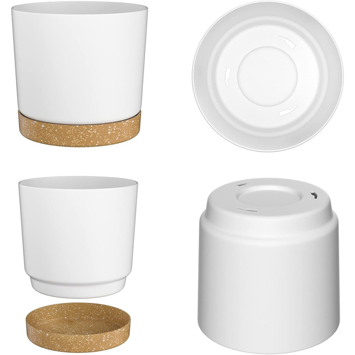 Набір горщиків для квітів ZMTECH 30,5 см (2 шт.) - пластикові горщики з піддоном для кімнатних рослин, сукулентів, квітів (білий)