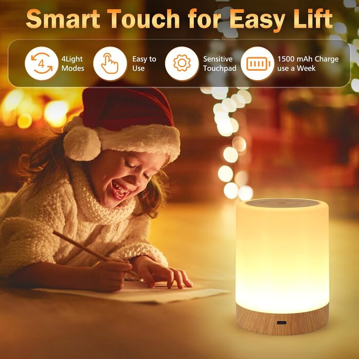 Світлодіодний приліжковий світильник Touch Dimmable набір з 2 шт. , бездротовий зв'язок, синхронізація та пам'ять, 256 кольорів RGB, 3 режими