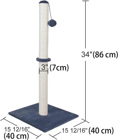 Стовпи для котячих кігтеток Dimaka висотою 86 см, стовпи для котячих кігтеток, стовбур сизалю, запасний стовбур котячого дерева, дошка для подряпин з плюшем (сірий) (синій)