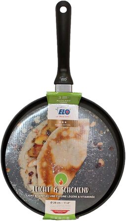 Сковорода для млинців ELO Ø 28 см ALUCAST, з антипригарним покриттям, для всіх типів варильних поверхонь, можна мити в посудомийній машині, чорна Alucast 28 см x 1,6 см