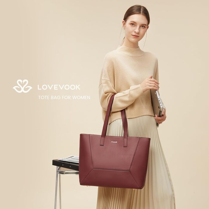 LOVEVOOK Сумка-шопер з натуральної шкіри, велика жіноча сумка на плечі, коричнева, для роботи та повсякденного використання