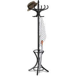 Стойка для одягу GIANTEX з підставкою для парасольки, дерев'яна, 12 гачків, для прихожей/вітальні (чорна)