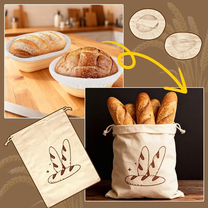 Набір для закваски хліба: 31 корзинка для бродіння, корзинки з силікону, форма для хліба, ніж для хліба, льняна тканина, сумка, скребок для тіста та щітка для початківців та досвідчених