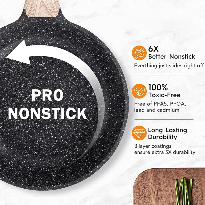 Набір посуду RIOVARM з нержавіючої сталі з антипригарним покриттям, 6 предметів: каструлі, сковороди, соусник, пательня, кришки, лопатка. Для кухні