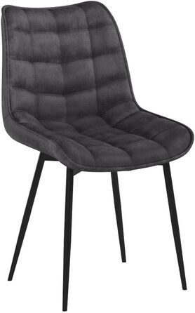 Набір обідніх стільців Woltu 4 шт., для вітальні, кухні, їдальні, м'який з підлокітником, з оксамитовою сидінням, металеві ніжки, до 150 кг, темно-сірий