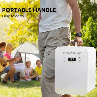Mini холодильник Enventor 10L: тихий, з подвійним охолодженням, 12V/220V, для авто, кімнати, офісу (білий)