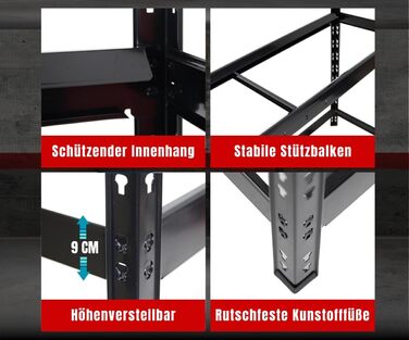 Стійка для шин PROREGAL Tiger: 100x110x35 см, 150 кг навантаження, до 8 шин, 2 яруси, чорний колір