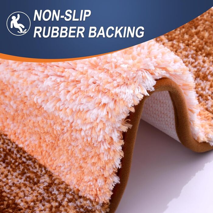 Килимок для ванної кімнати OLANLY, м'який та поглинаючий, з мікрофібри, з антиковзким покриттям, 50.8 x 81.3 см, помаранчевий