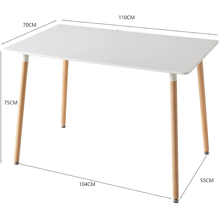 GrandCA Комплект обідньої групи для дому (6 стільців + стіл), для вітальні, кухні, офісу, колір бежевий та білий