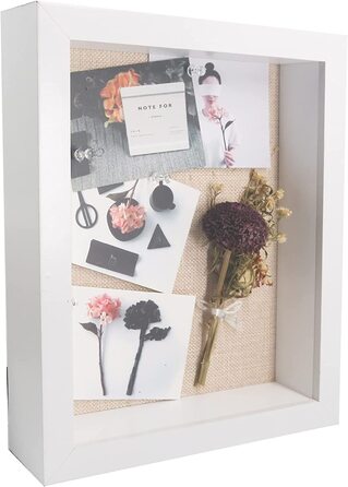 Рамка для фотографій GraduatePro для заповнення, Біла глибока рамка для предметів, чорна зі склом, Весільна 3D коробка, декоративна настінна або настільна