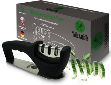 Точилка для ножів TABADOR Profi - 3 ступені, діамант, вольфрамовий сталь, кераміка | Для всіх кухонних ножів