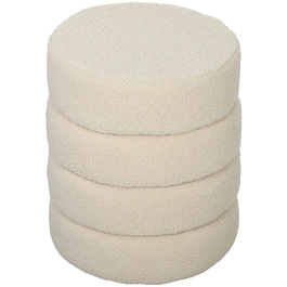 Пуф HOMCOM, круглий, з м'якою оббивкою Teddy Fleece, металевий каркас, витримує до 120 кг, діаметр 40x45 см, бежевий