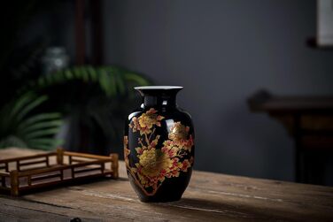 Ваза керамічна східного стилю з декором півоній, 22.9 см (Mysteriousvase)