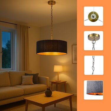 Relaxdays Підвісна лампа з абажуром з тканини