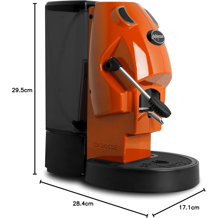 Кавомашина Didiesse Baby Frog Pad – компактна кавоварка з падами, 450 Вт, 1,5 л бак, Standby, білий/оранжевий