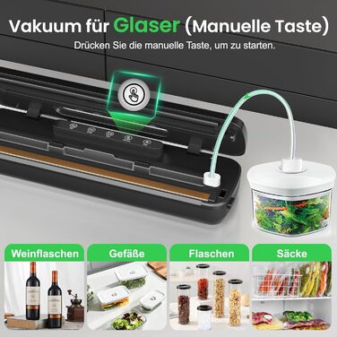 Вакууматор Raycial 7 в 1, вакуумний пакувальник для продуктів 145 Вт, пристрій для запаювання пакетів з набором мішків та шлангом, чорно-сріблястий