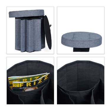 Relaxdays Пуф з місцем для зберігання, розмір M, круглий