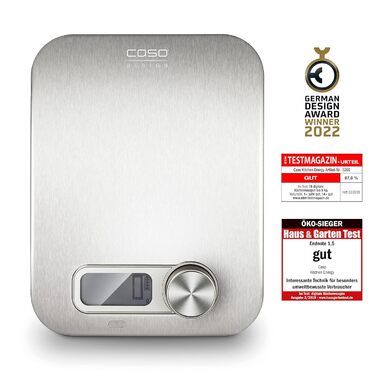 Кухонні ваги CASO Energy Design - переможець тесту Haus & Garten, без батарейок, до 5 кг з кроком 1 г