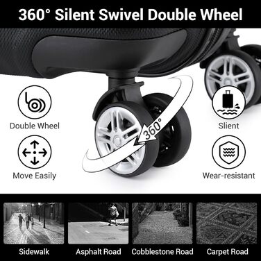 KONO Чемодан-валіза на колесах L (65 см) Чорний