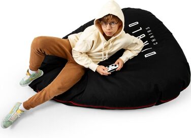 Подушка для сидіння Diablo Gaming Beanbag XXL з наповнювачем Ігрове крісло Дитяча крісло-мішок Крісло-мішок для дитячої кімнати Вітальні EPS Намистини Поліестер 110 см х 100 см (чорний)