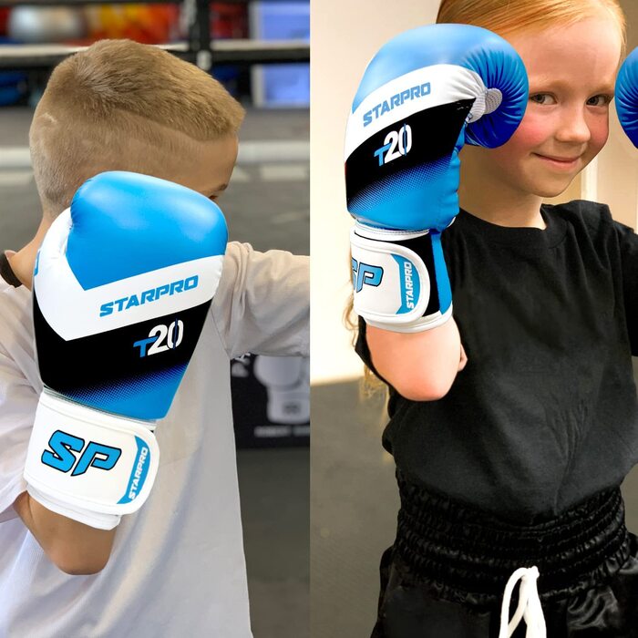 Боксерські рукавички Starpro / T20 дитячі для маленьких і ніжних рук / дитячі боксерські рукавички 6 років, боксерські рукавички дитячі 10 років, боксерська Рукавичка дитяча 4 унції яскраво-синього кольору