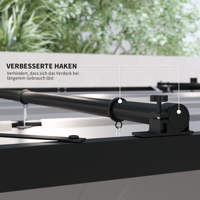 Пергола 3x3 м, окремо стояча, навіс для тераси зі зсувним дахом, з магнітним кріпленням, колони 8 см, стійка до УФ-випромінювання