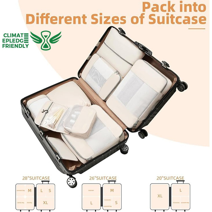 Набір органайзерів для подорожей BAGAIL з пакувальних кубів (10 шт), різні розміри для ручної поклажі та валізи, рожевий