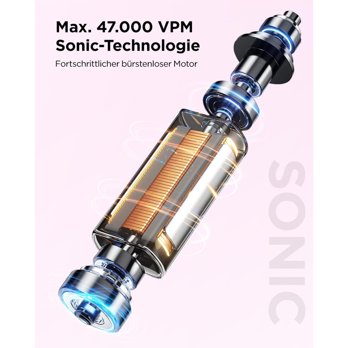 Електрична звукова зубна щітка для дорослих і дітей, 5 режимів чищення, 3 рівні інтенсивності, таймер, 8 насадок, кейс для подорожей, акумуляторна (Рожева, 1 шт.)