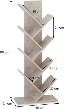 Стильна полиця для книг IDIMEX Jules з бетону - вільного типу, з високоякісної ДСП