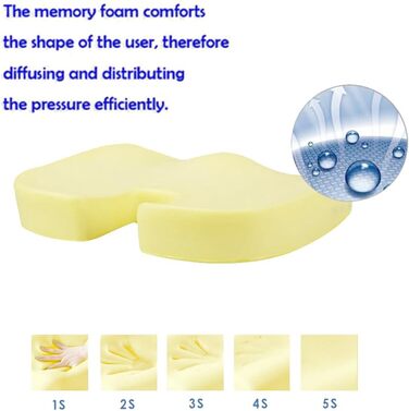 Ортопедична подушка для сидіння HomDSim з Memory Foam для стільця, авто, офісу та дому (колір: коричневий)
