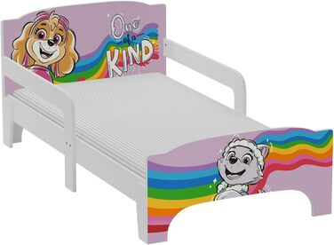 Ліжко дитяче Leomark Paw Patrol Smart - дерев'яне, 70x140 см, з текстильними ящиками, білий/рожевий колір, з принтом (Paw Patrol 04)