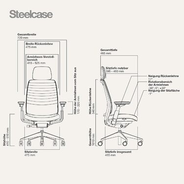 Ергономічне офісне крісло Steelcase Series 2 з LiveBack, 4D підлокітниками, підголівником, Storm Horizon