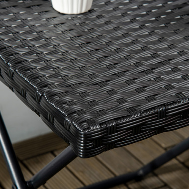 Outsunny Side Table Розкладний садовий стіл з полі ротанга, журнальний столик для балкона, метал чорний 40 x 40 x 40 x 40 см