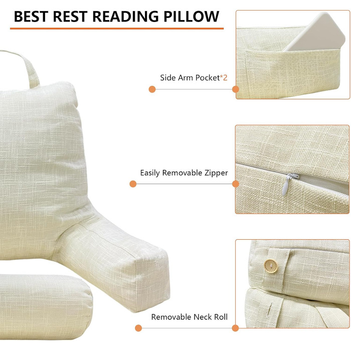 Ортопедична подушка для сну HONEHO з валиками для підтримки шиї, бежева