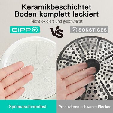 Набір кухонного посуду GiPP з керамічним покриттям, антипригарний, придатний для миття в посудомийній машині, без PFAS, білий, 17 предметів