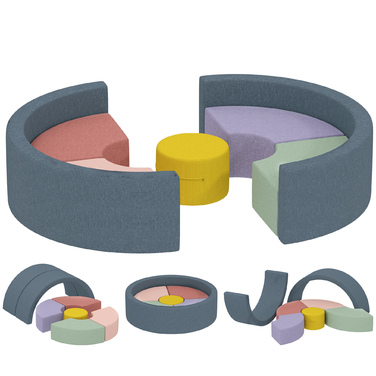 Набір з 7 м'яких конструкторів для малюків: пінопласт, знімний чохол з тканини-корд, різні форми, різнокольорові.