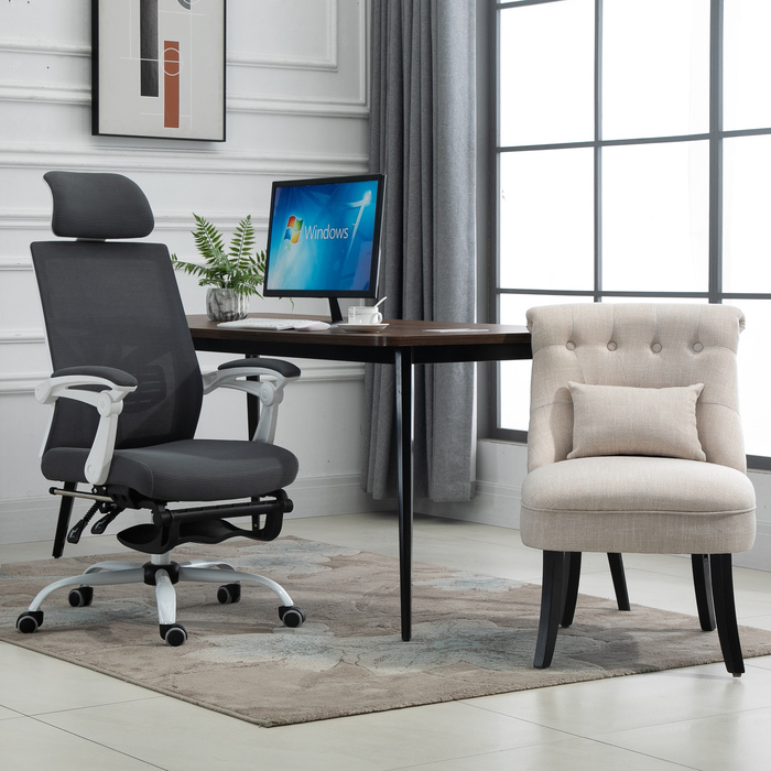 Зручне крісло HOMCOM з м'яким сидінням та подушкою для спини, ідеальне для читання та відпочинку. Обтягнуте тканиною з текстурою, що імітує льон. Розміри: 52,5 x 69 x 77 см. Колір: кремовий.