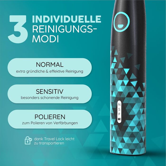 Електрична зубна щітка HappyBrush Eco Vibe 3+ – Чорний/М'ятний – 2 роки гарантії