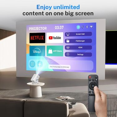 Проектор LYNCAST HY300 Pro: портативний, з Wi-Fi, Bluetooth, Android 11, 1080P/4K, поворотний 180°, для дому та на вулиці