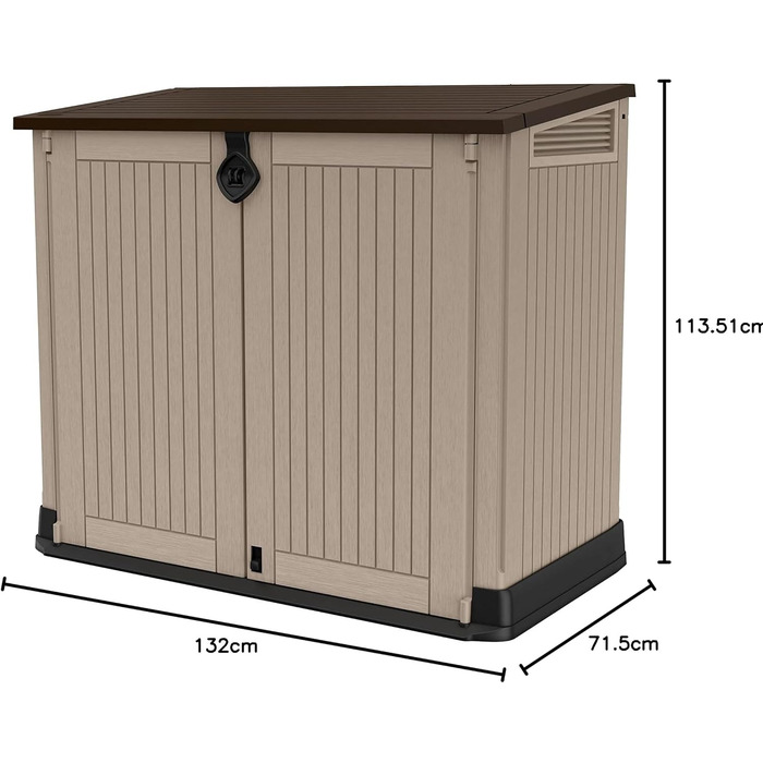 Мультифункціональний ящик для сміття Keter Store-it-Out Midi 845 л, 130x74x110 см, поліпропілен, сірий/чорний, захист від УФ, водонепроникний, з можливістю замикання